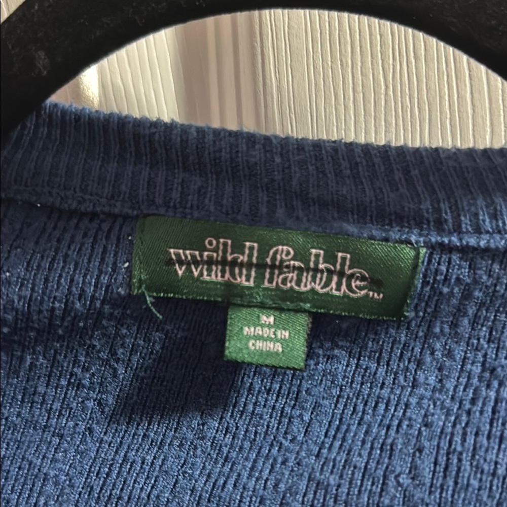 Blue Ribbed Wrap Sweater - Picture 2 of 2